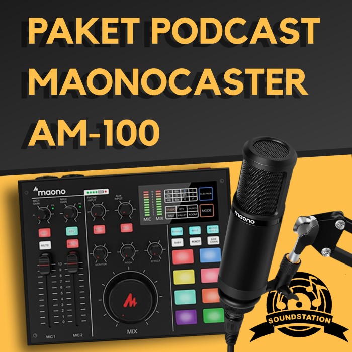 Paket Podcast Recording Soundcard Maonocaster AM100 Mic PM320 Original