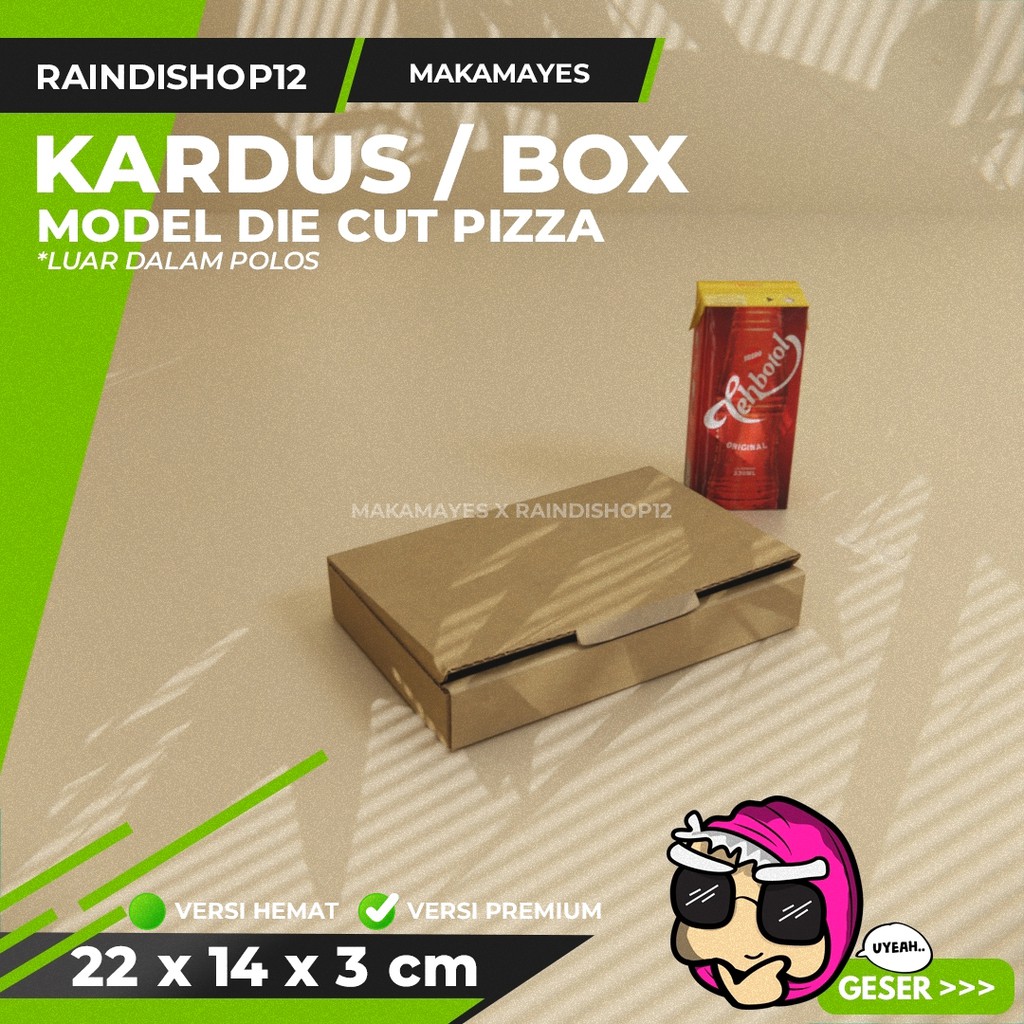 

(MIN 10 PCS) BOX 22 X 14 X 3 CM KARDUS DIE CUT PIZZA KEMASAN PACKAGING KADO