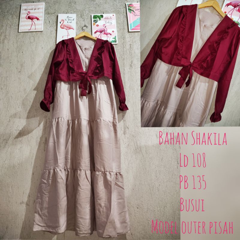 Set Gamis Outer Ruffle | Outer Ruffle | Outer Sakila | Ruffle Outer Pisah | Ruffle Murah