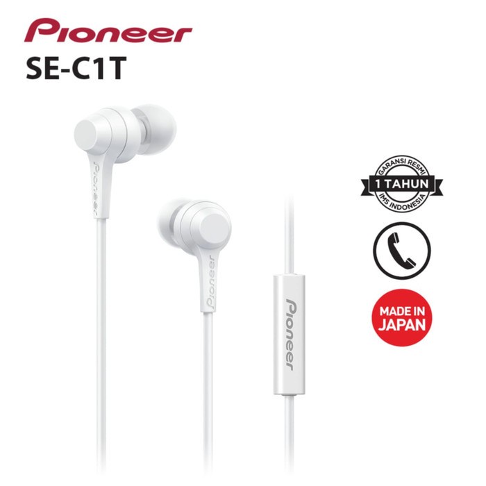 Pioneer SE-C1T / SE C1T /SEC1T In Ear Earphone Headset Garansi Resmi