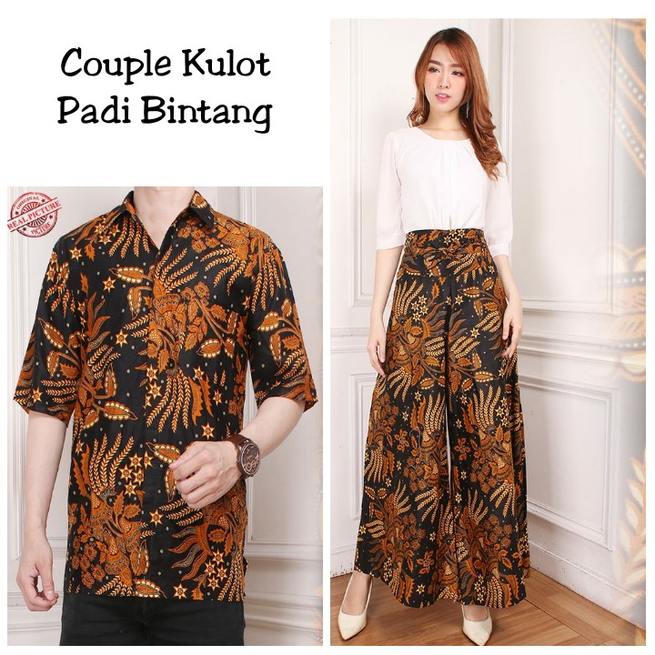 Amina Batik couple rok lilit batik maxi payung panjang wanita dan atasan kemeja pria dewasa M–XL