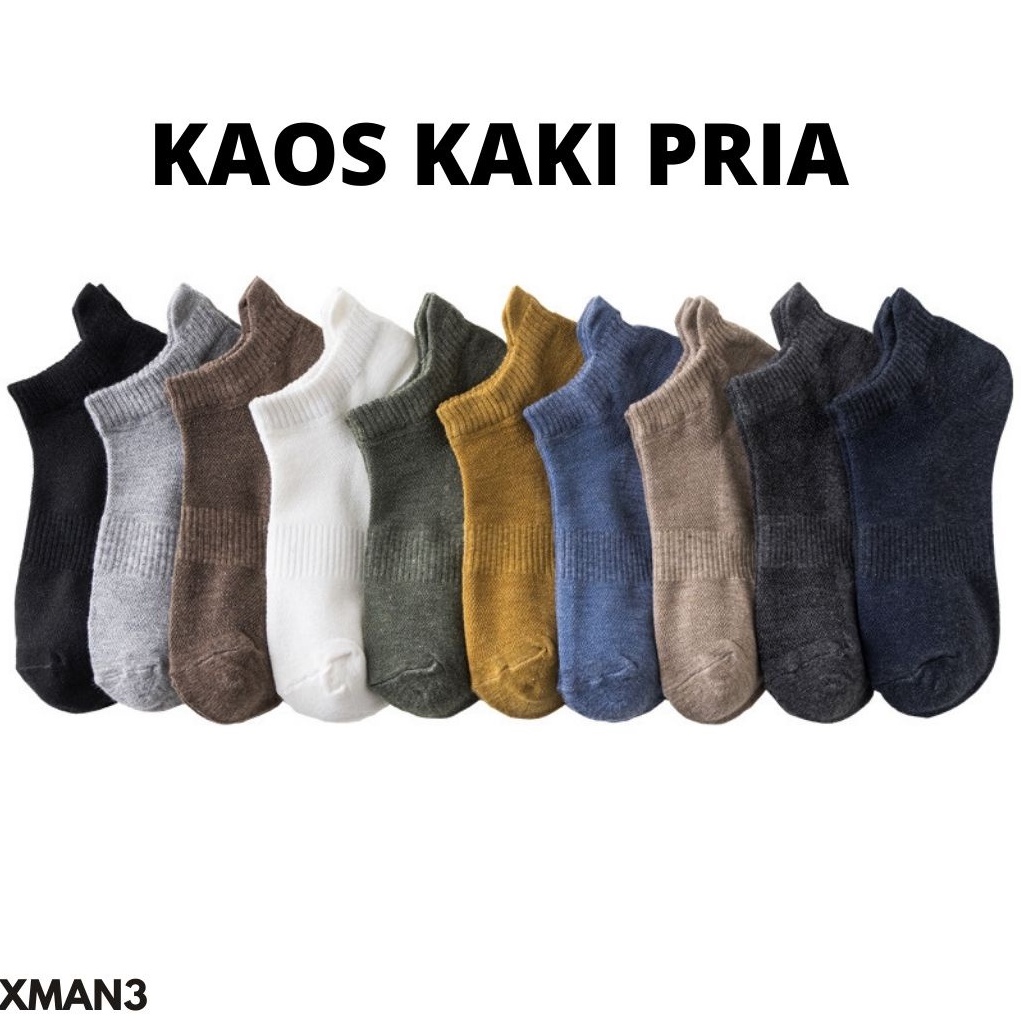 KAOS KAKI PRIA ANKLE BERSAYAP BERKUALITAS IMPORT KERJA CASUAL SPORT COTTON NYAMAN IMPORT XMAN3