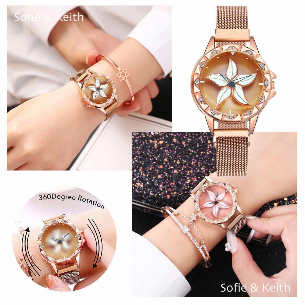 Happy Molly  SK Spin 3D Magnet - Strap Stainless Steel - Jam Tangan Wanita Korea ( Group ) SK_Spin