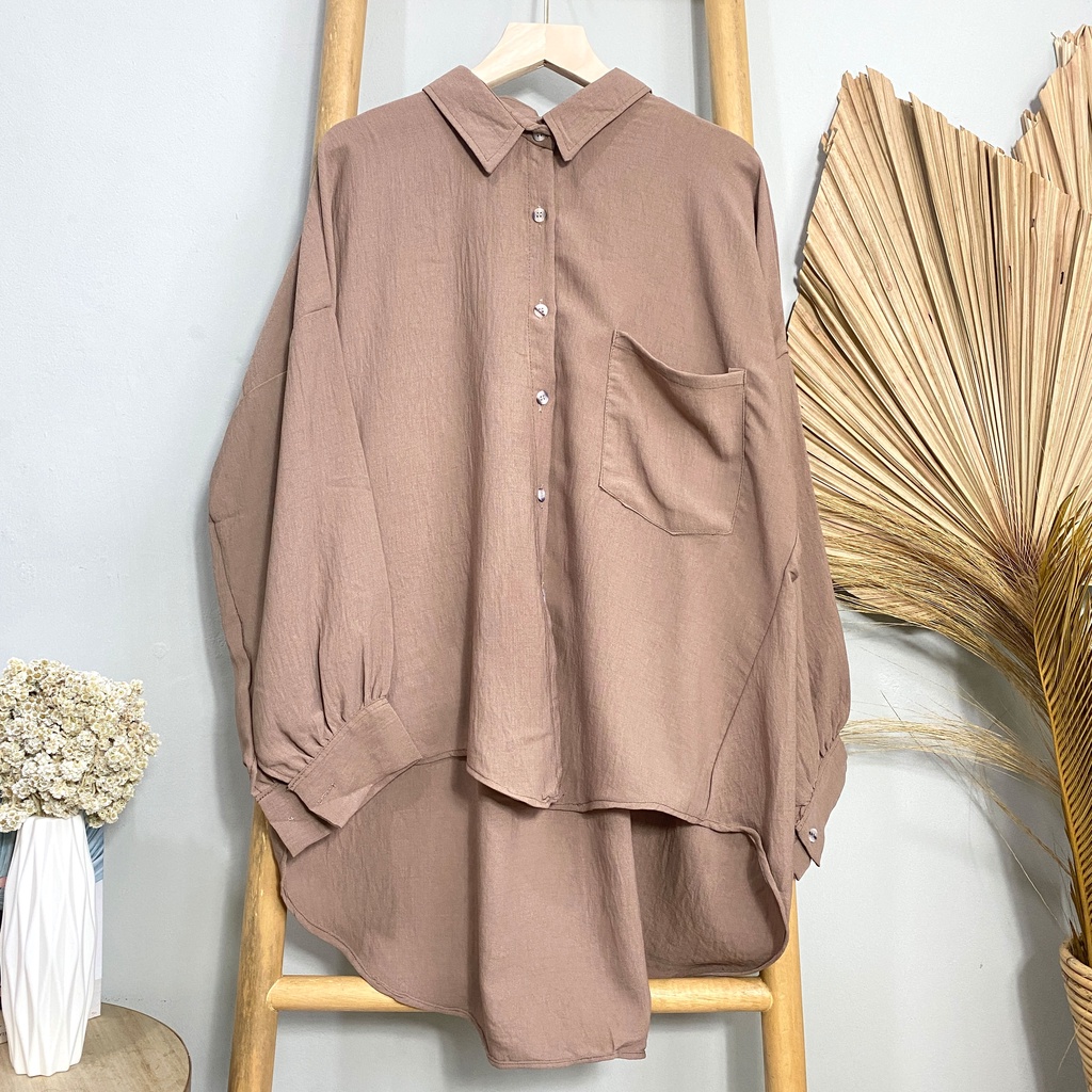 KEMEJA BLOUSE OVERSIZE FRIGA VOXY CRINKLE DAILY OFFICE SHIRT PREMIUM B600