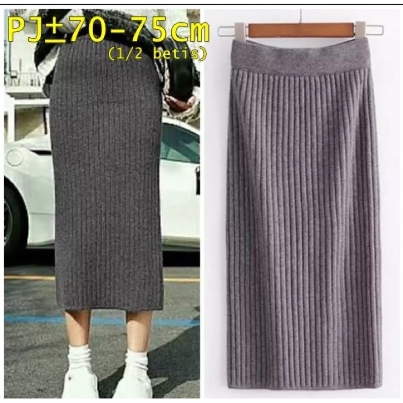 Rok wanita panjang terbaru rajut rok knit panjang premium