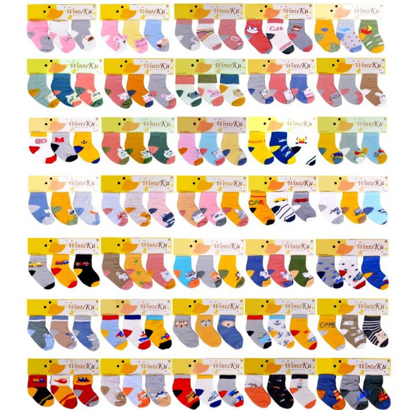 3 Pasang Kaos Kaki WinteKu / Baby Kingdom Kaos Kaki Bayi Premium