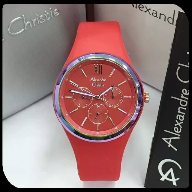 Jam Tangan Wanita Alexandre Christie Original Merah ac2773