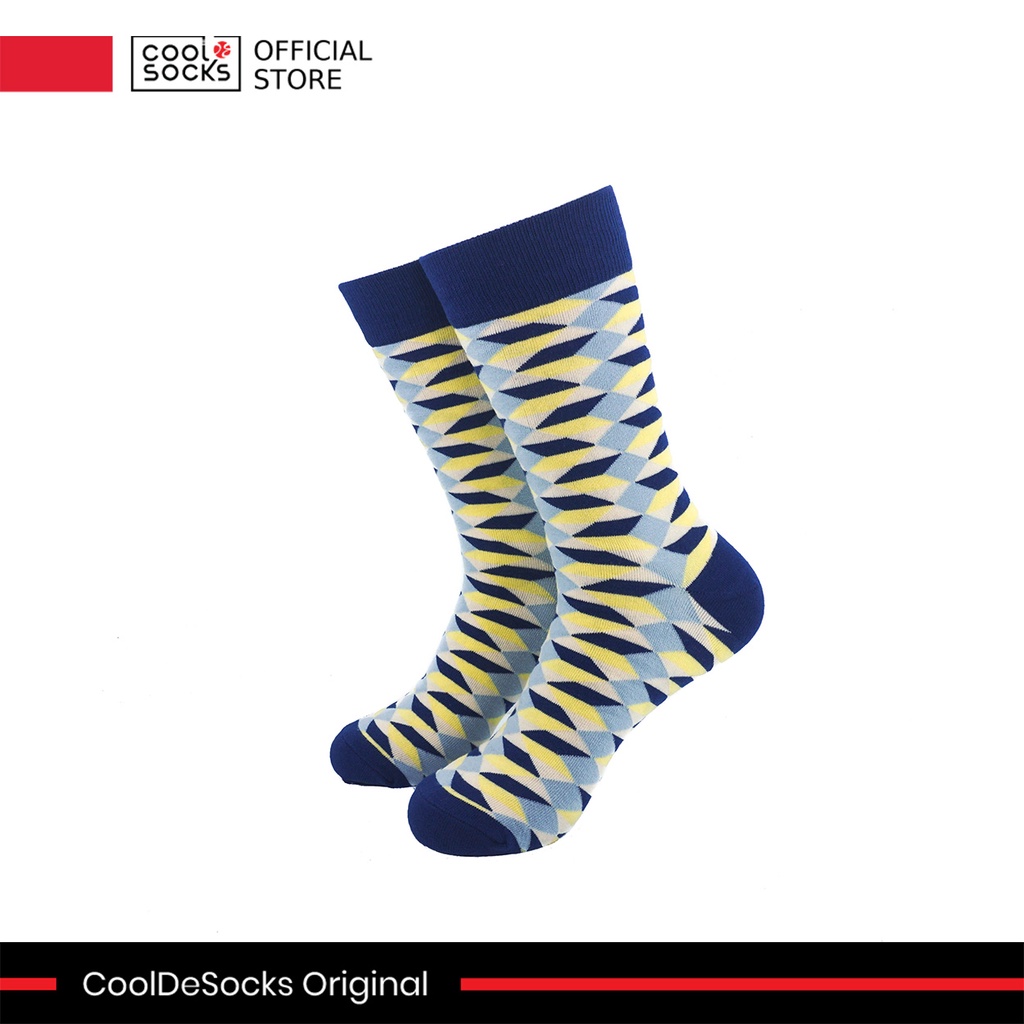 Kaos Kaki CoolDeSocks Original | Accordion Blue Grey Yellow