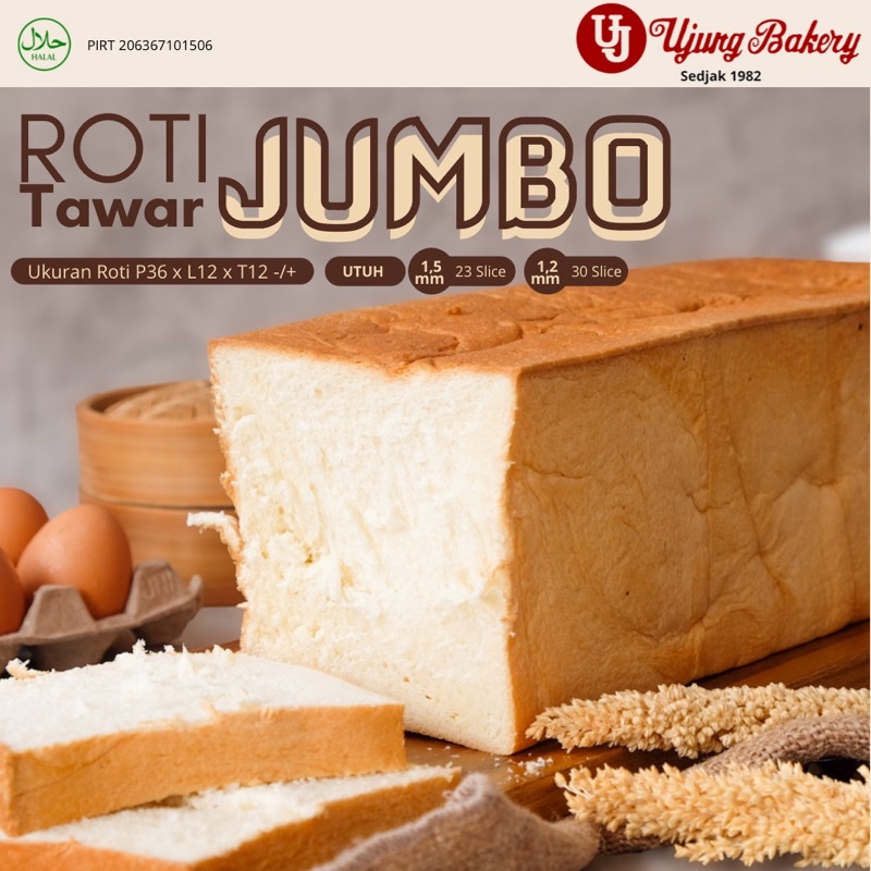 Roti Tawar Jumbo Premium LEBIH BESAR| (P 36CM-L 12CM-T 12CM) | Terpercaya Sedjak 1982