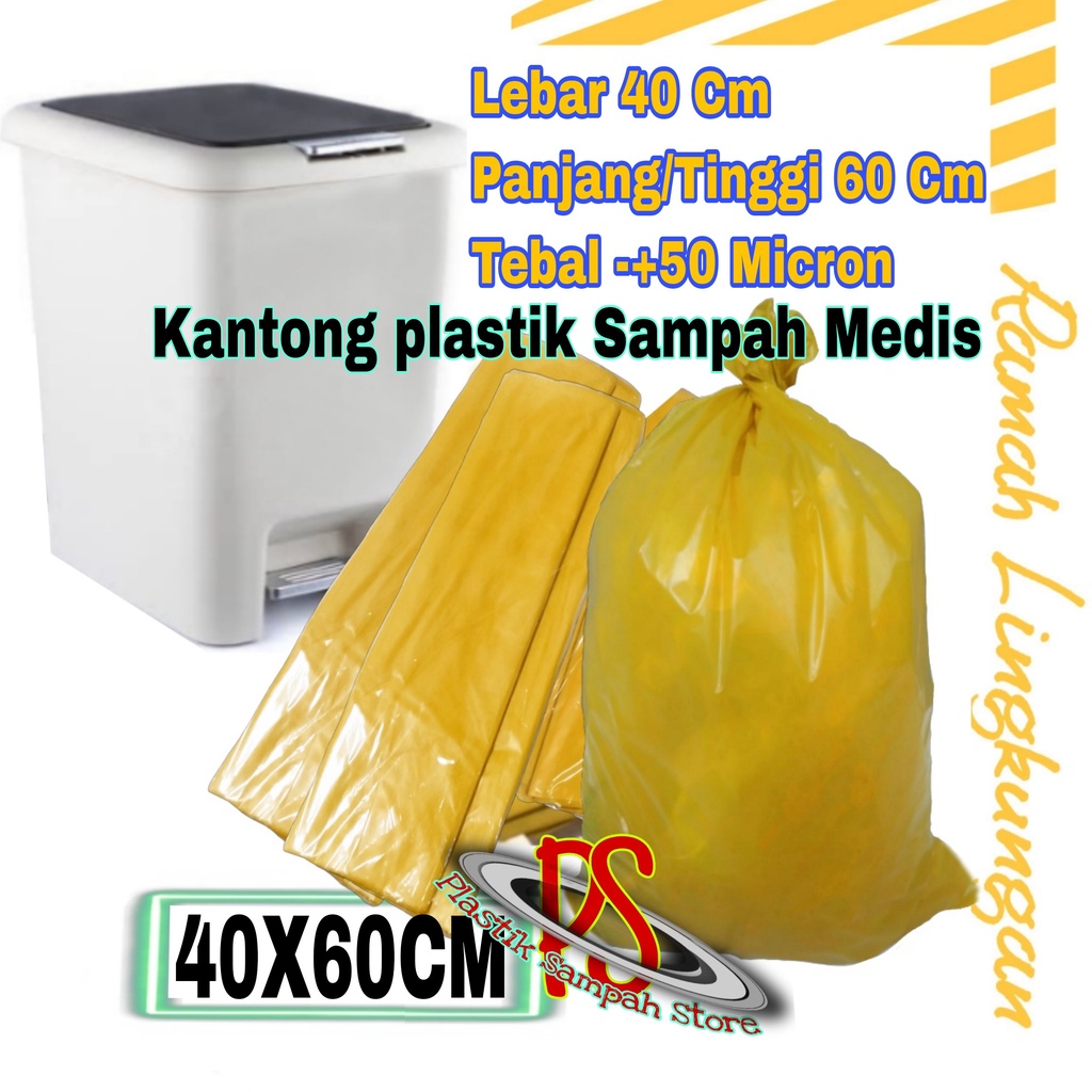Kantong Plastik Sampah Medis 40 x 60 Cm , Kantong Sampah Medis 40x60 cm Plastik Medis Kuning 40 x 60