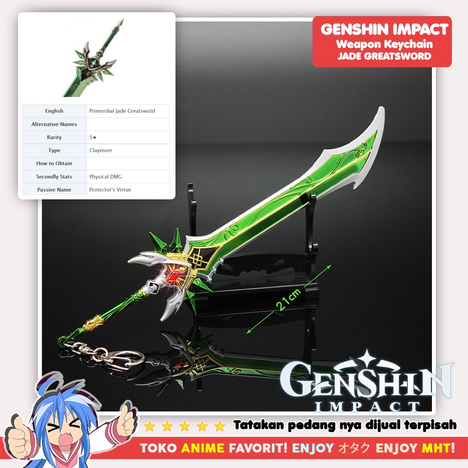 Gantungan Kunci Senjata Genshin Impact Primordial Jade Greatsword Pedang