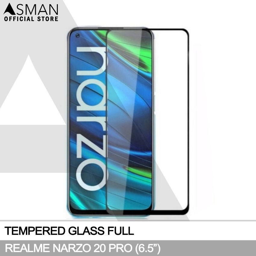 Tempered Glass Full Realme Narzo 20 Pro (6.5&quot;) | Anti Gores Kaca - Hitam