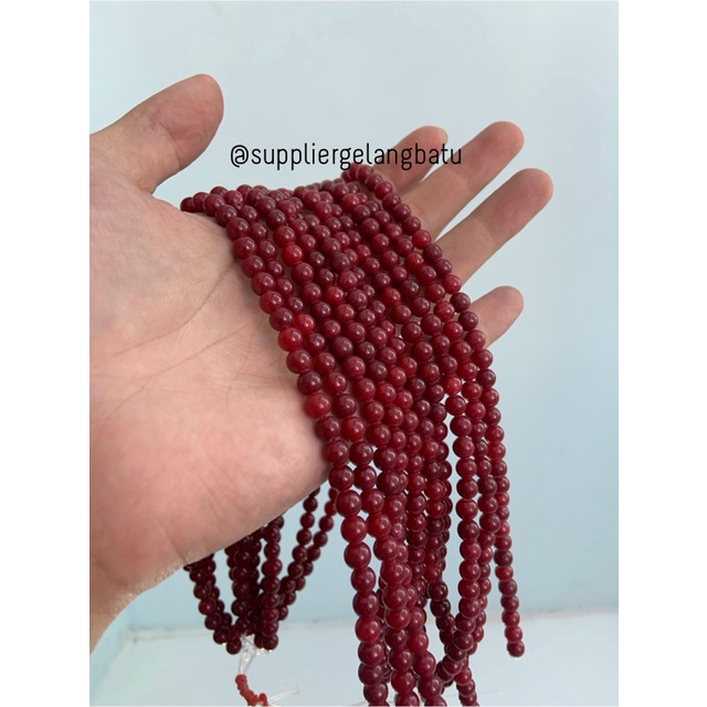 bahan gelang kalung batu 6mm ruby kilap coral tanzanite martapura akik