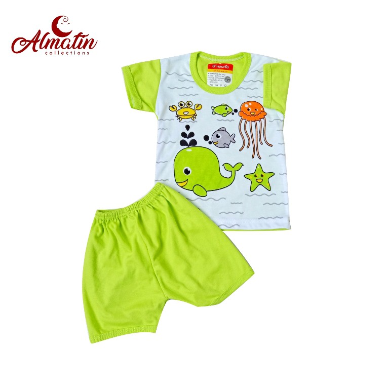 Setelan Baju Bayi Tangan Pendek Oblong Dapat 3 Setel / 3PcsSetelan Baju Bayi Tangan Pendek 0-8 Bulan