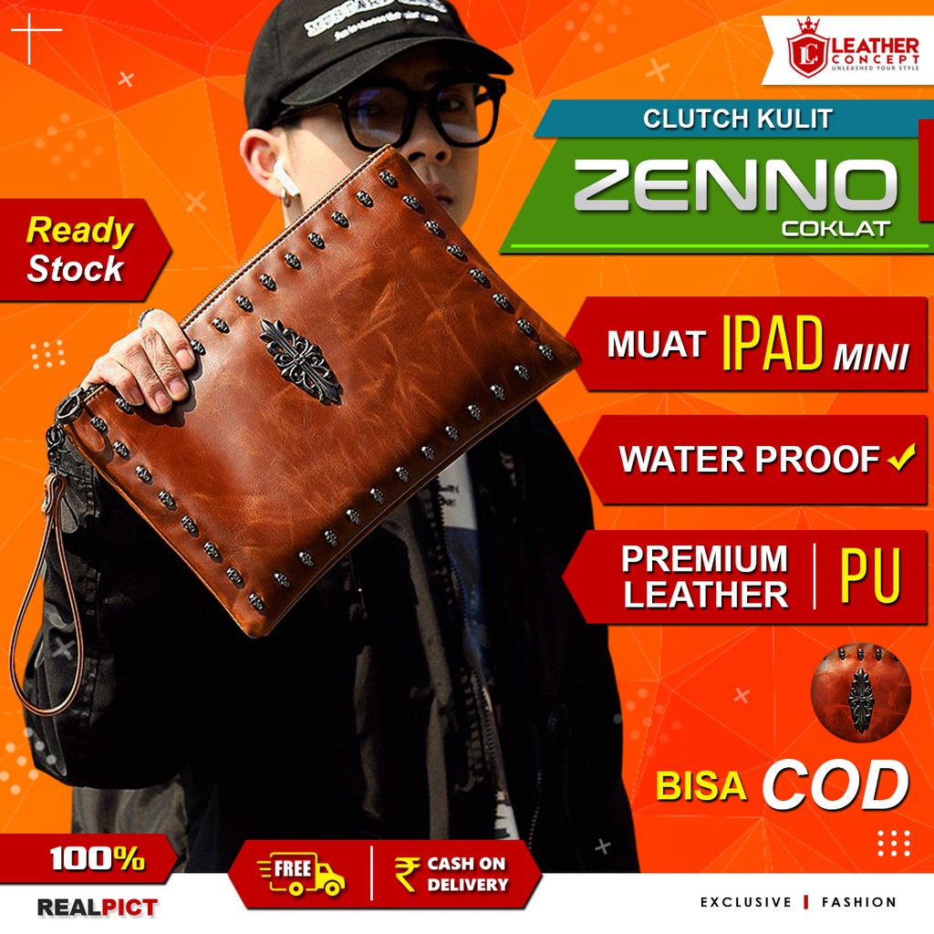 Tas Tangan Pria Import Clutch Pria Import ZENNO COKLAT Tas Tangan Pria Import Clutch Pria Import ZENNO COKLAT
