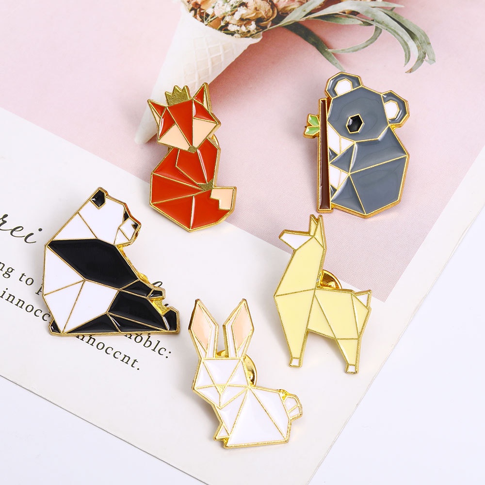 [ Punk Cartoon Origami Animal  Cute  Fox Enamel  Brooches Pin  ][ Denim Shirt Lapel Hat Collar Jewelry ]