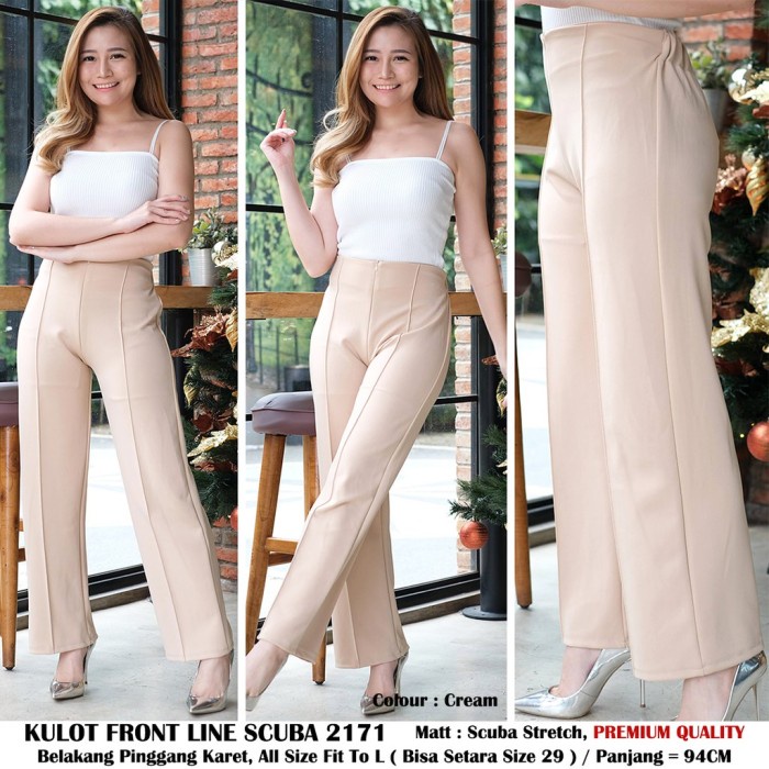Celana Kulot Wanita / Kulot Front Line Scuba 2171 / PREMIUM - Cream
