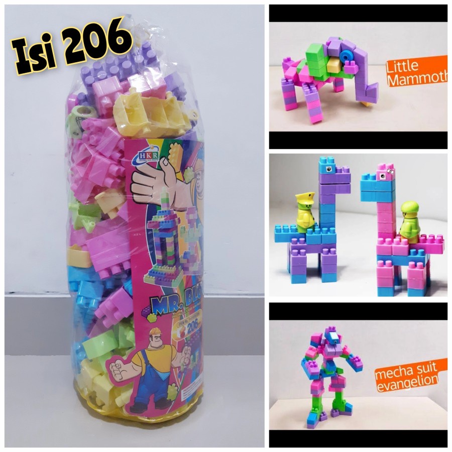 Terbaru Mainan Mr Block Besar Isi 206 - Brick Balok Lego Anak Jumbo Edukatif