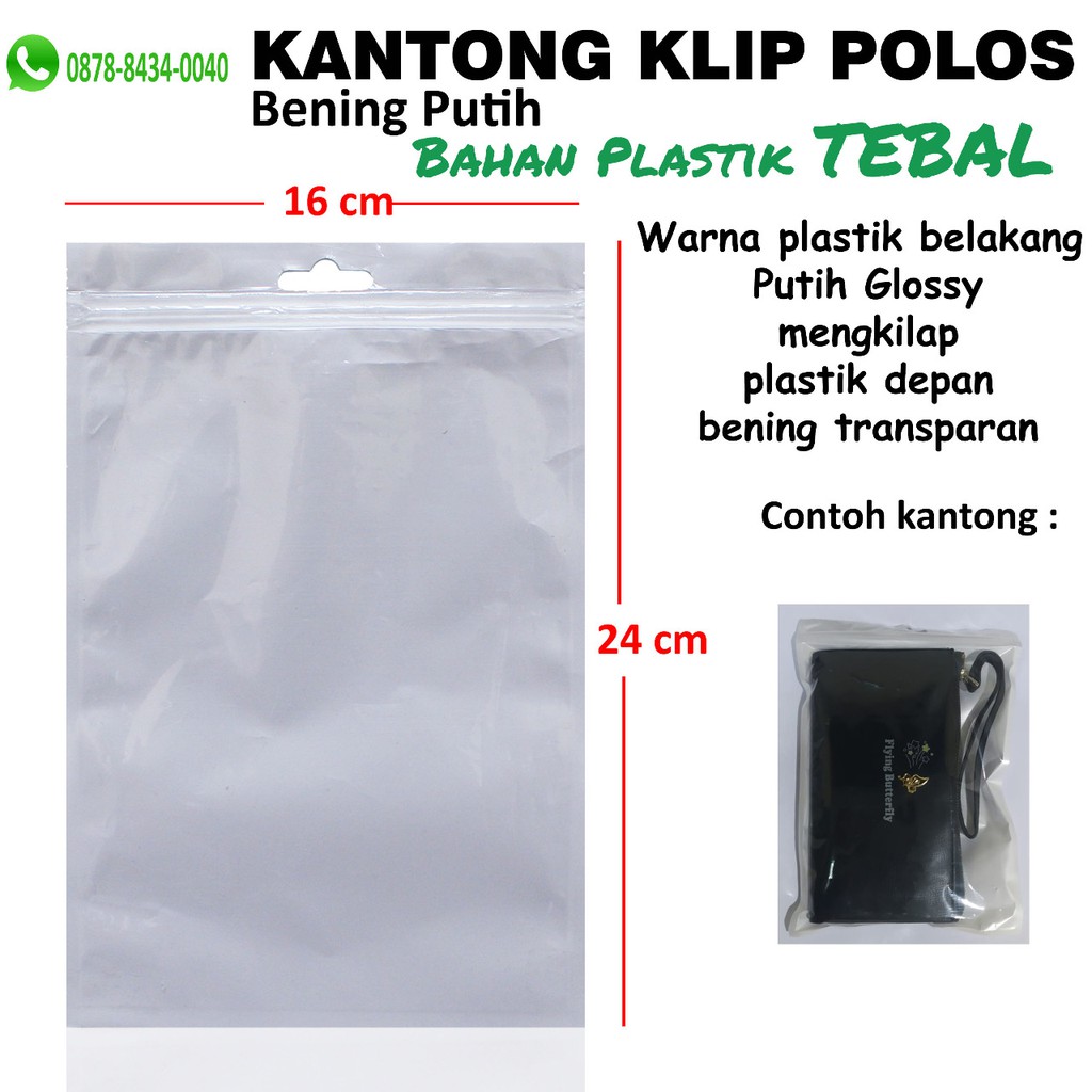 Kantong Plastik Polos Klip 16x24 cm/Kemasan Bening Ziplock Pouch Tas Kantong 1 Pack