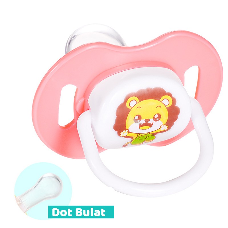 Empeng Dot Bayi silicon Dot Bayi datar Kompeng Bayi Food Grade Soother Baby Pacifier-Pink BULAT