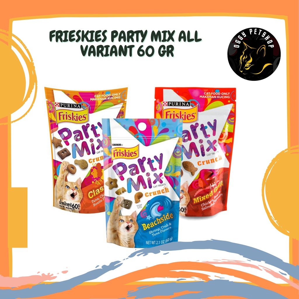 FRISKIES PARTY MIX All Variant Cat Food Makanan Kucing Friskis Pouch 60 Gr