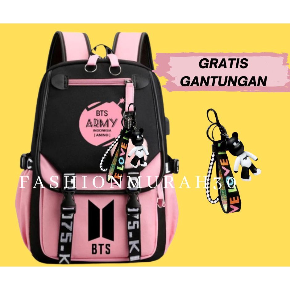 GRATIS GANTUNGAN - Tas Sekolah Wanita KPOP Backpack Anak Perempuan