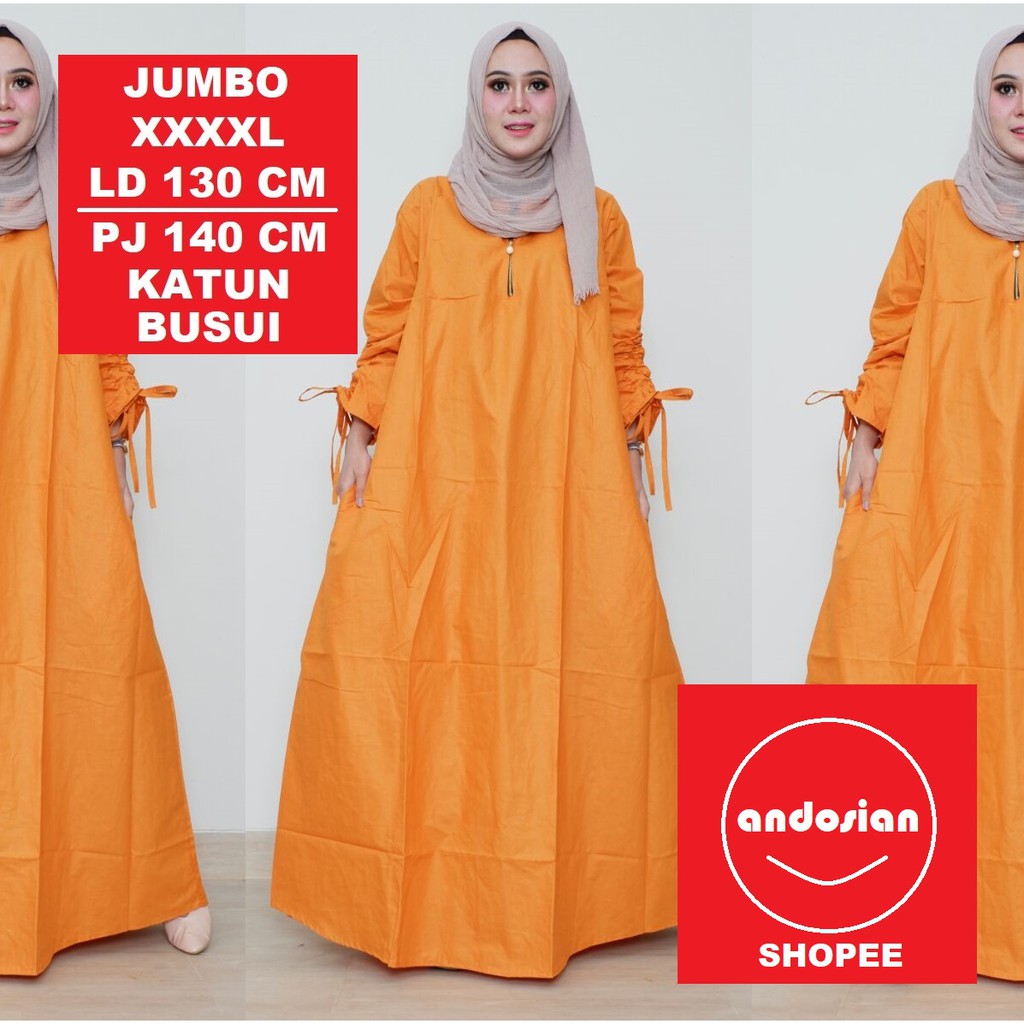 BJU GAMIS POLOS WARNA ORANGE - BUSUI KATUN RESLETING DEPAN - LD 130 INDAH MENAWAN SYANTIK SYARI