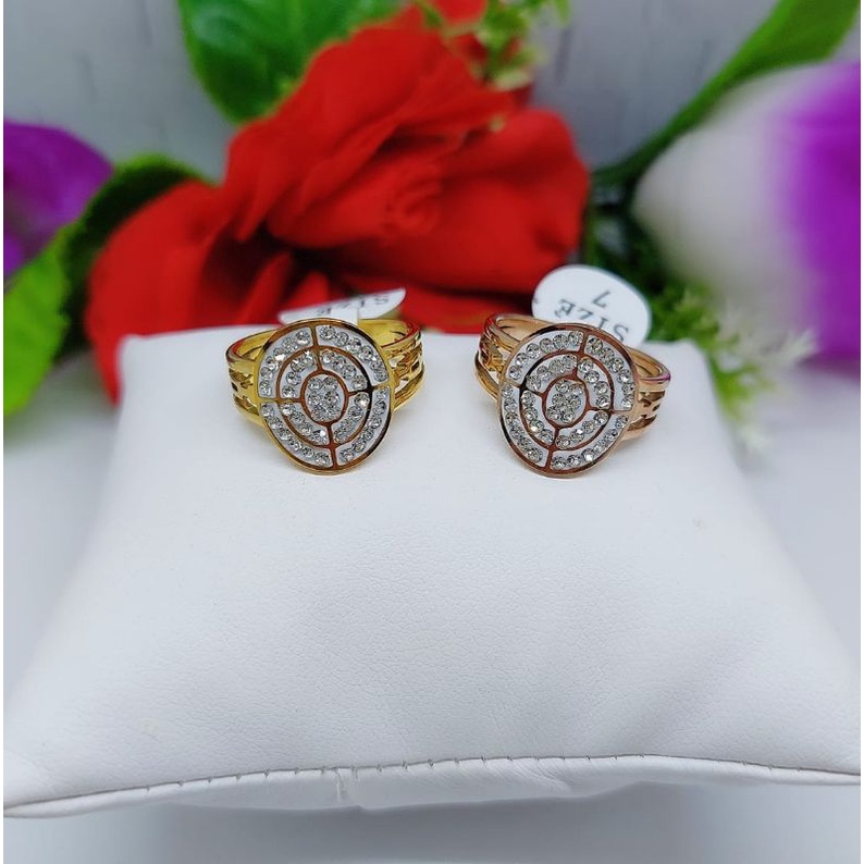 Cincin Titanium Bulat Permata Full