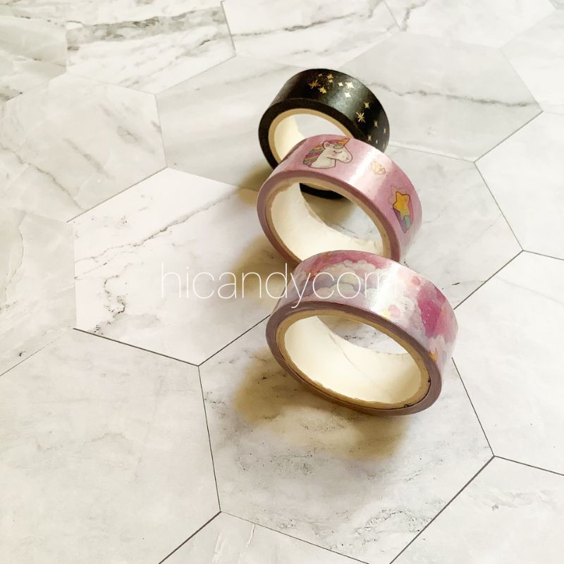 

Washi Tape Isolasi Kertas Dekorasi Jurnal Diary Import Scrapbook Unicorn CLouds Aesthetic