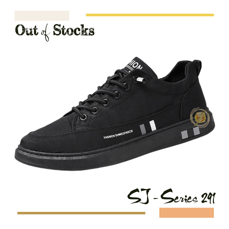 [NOOS] Sepatu Sneakers Pria Keren Polos Tali Elastis Series 2 Kualitas Import Premium -291 HITAM