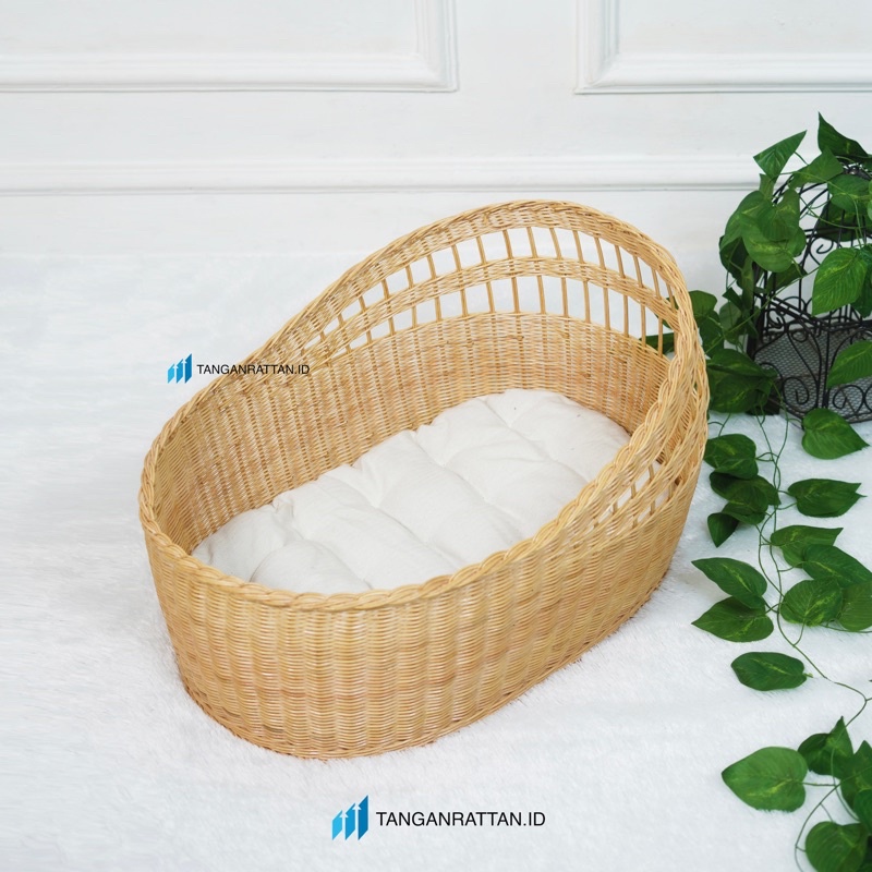 Keranjang Tempat Tidur Bayi Rotan Dengan Bantal - Baby Property - Box Bayi Preloved Rotan