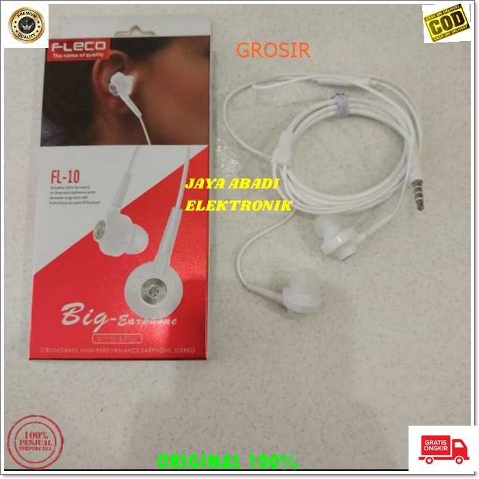 J125 ORIGINAL HANDSFREE FLECO KABEL IN EAR  KARET TEBAL SUPER BASS HEADSET HANDSFREE EARPHONE MUSIC VOKAL AUDIO SOUND EARPOD music mic mp3 musik audio sound universal bazzoka telpon music elektronik aksesoris bisa untuk segala jenis handphone laptop pc