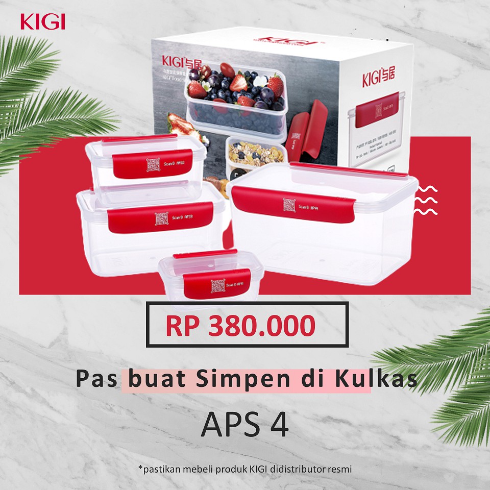 [ASLI] Kigi APS4 Smart Food Container - Wadah Makanan Pintar Dengan Aplikasi (1 Set Isi 4)