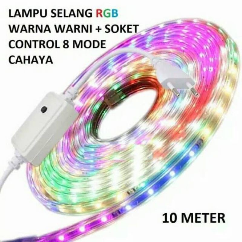 LAMPU LED STRIP SELANG WARNA WARNI  3528 2835 220V + ADAPTOR 9M METER 5050 OUTDOOR RGB LAMPU TIKTOK