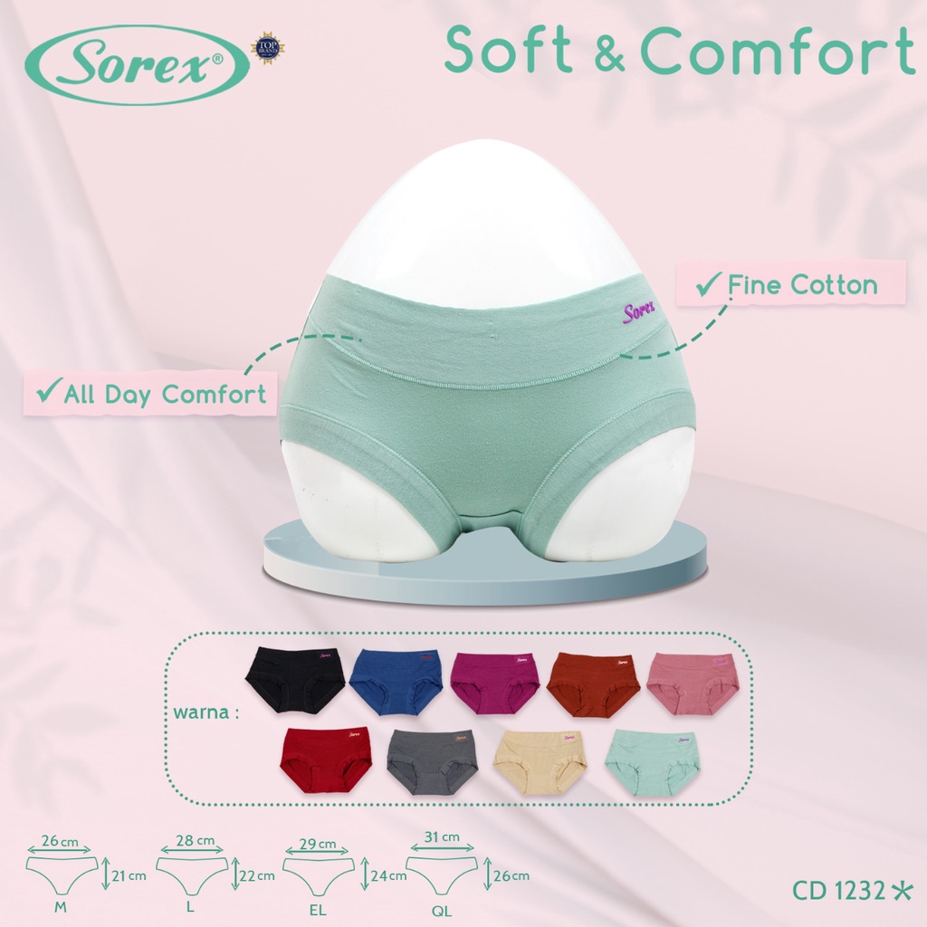 BISA PILIH WARNA Sorex Celana Dalam Wanita - CD 1232 - Midi Panty - Stretch Soft &amp; Comfort - M - XXL