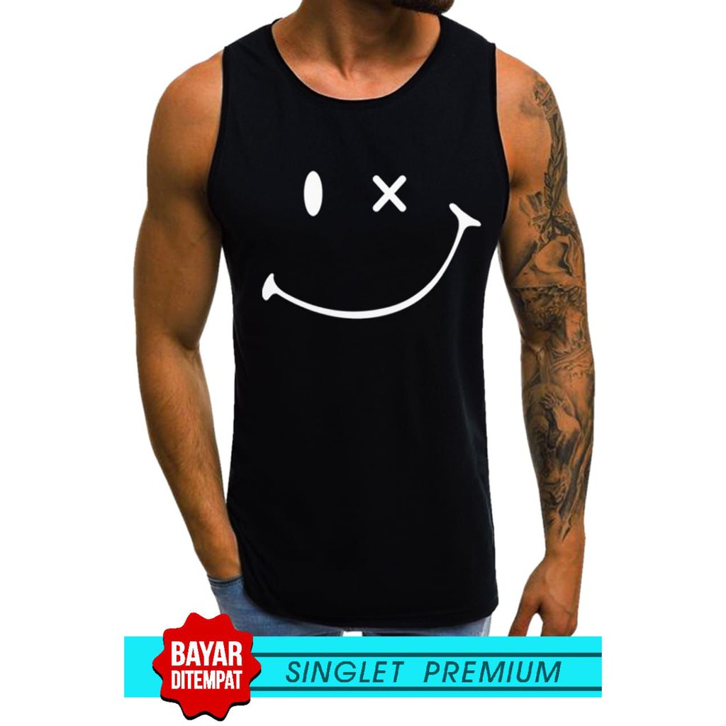 SINGLET LEKBONG PRIA (SMILE) / SINGLET LEKBONG GYM /LEKBONG / SINGLET/KAOS DALAM PRIA/KUTANG