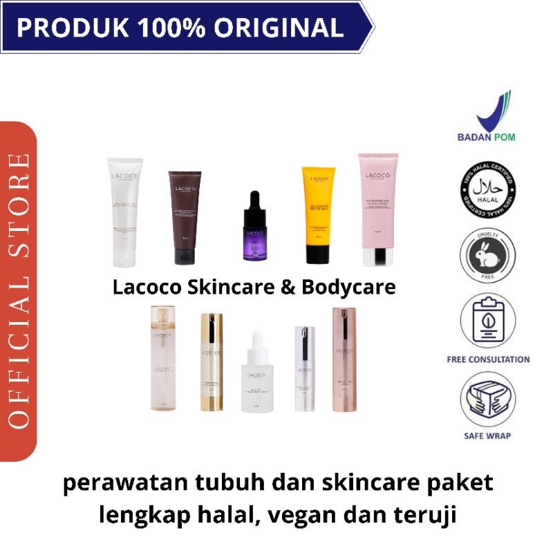 Lacoco Series Paket Kecantikan Lengkap Skincare, dark spot essence, watermelon glow mask, aloe vera 