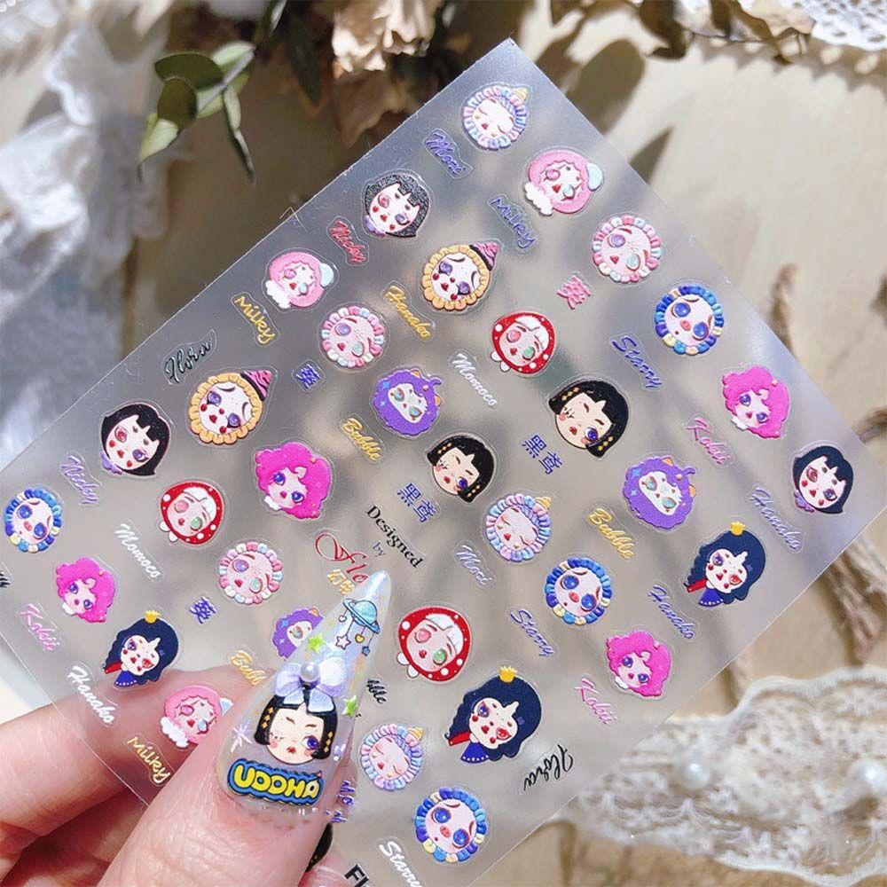 MXBEAUTY Kartun Stiker Kuku Fashion Perekat Diri Kitty Cat Manicure Aksesoris Kelinci Beruang Nail Art Dekorasi