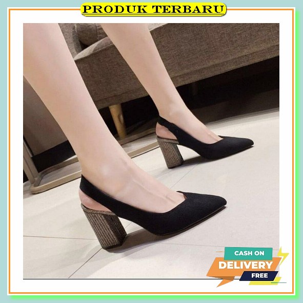 High Heels Wanita Import Kaca Hak Tahu Murah Branded Cewek Dewasa Depan Terbuka Elegant Hak Tinggi K
