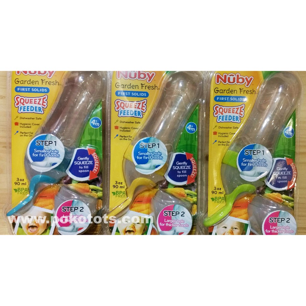 Nuby Garden Fresh Squeeze Feeder 2 Steps Botol Sendok WHS