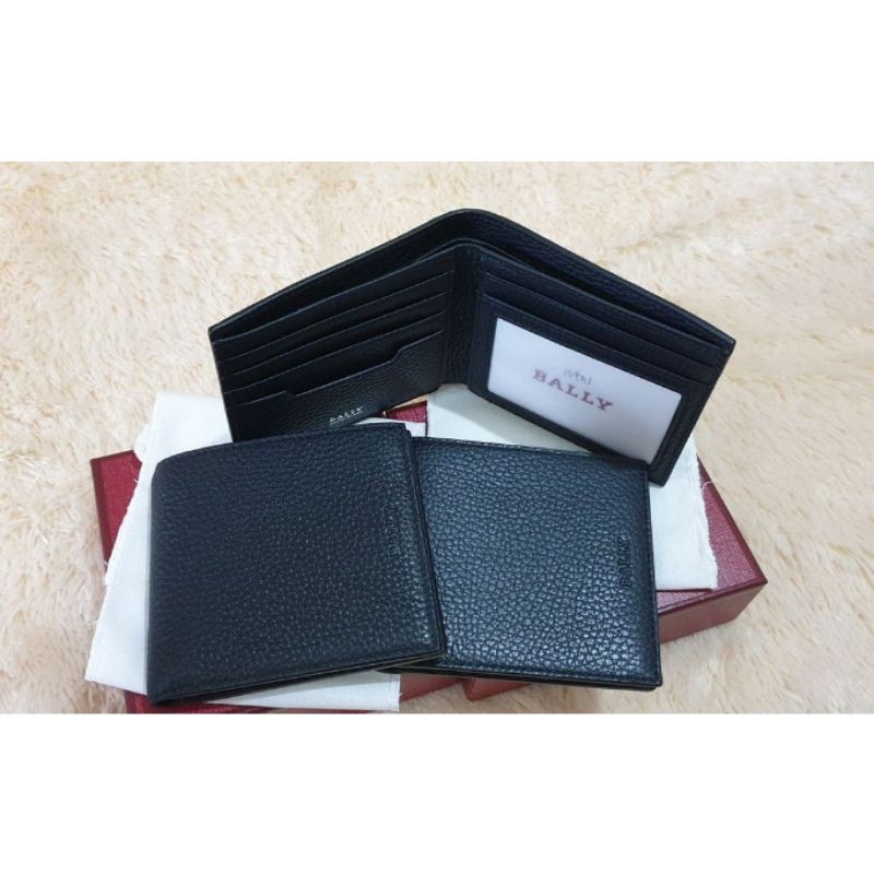 Bally Men Leather Wallet Black Original