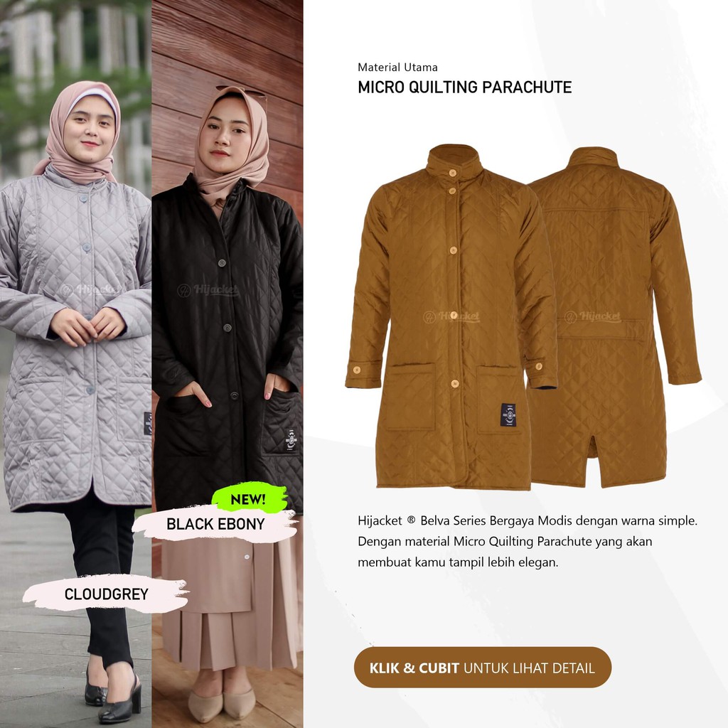 Jaket Wanita Muslimah Parasut - Hijacket Belva - Jaket Panjang Hijaber Musim Dingin