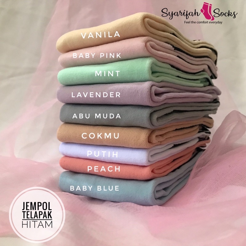 Kaos kaki jempol polos telapak hitam bahan nylon komputer / nilon computer / kaoskaki muslimah / muslim / panjang / premium / warna-8