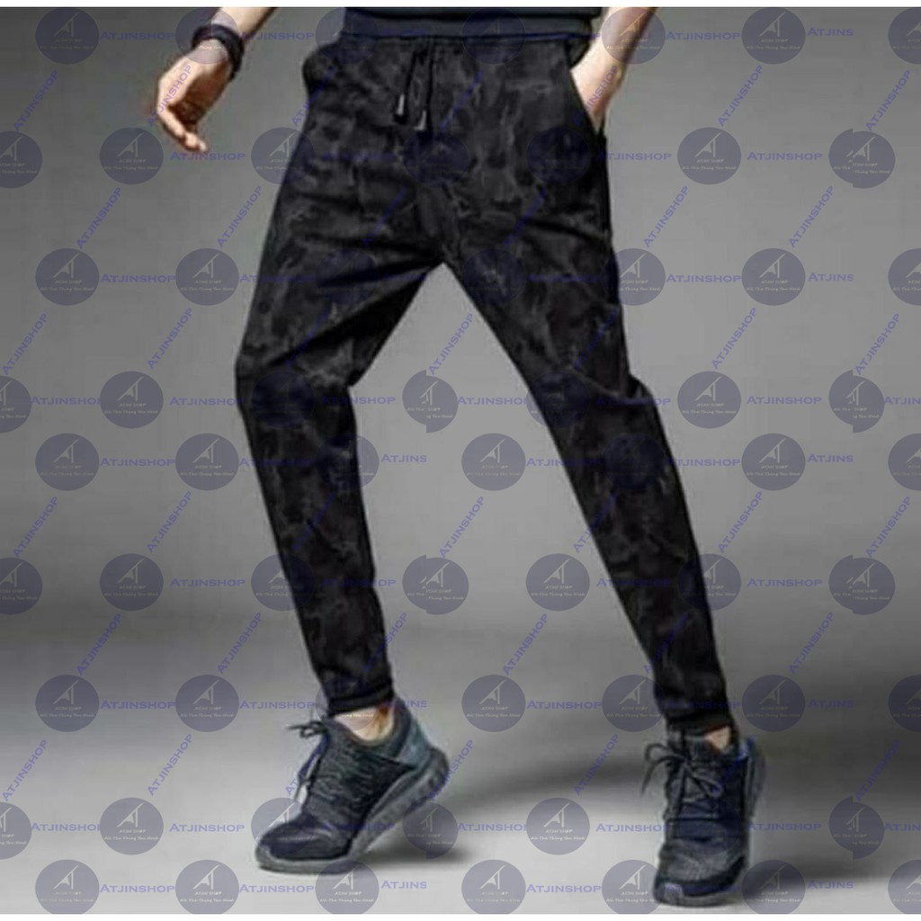 Celana Panjang Pria Jogger Import Lotto Sweat Pants Army camouflage Hitam -Atjinshop