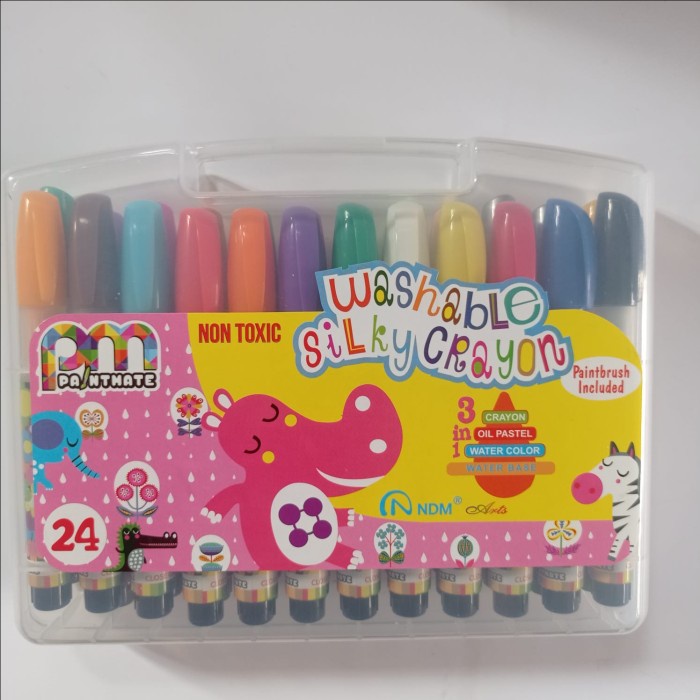 

NDM Washable Silky Crayon FULL set 24 Paintmate Oil Pastel Krayon