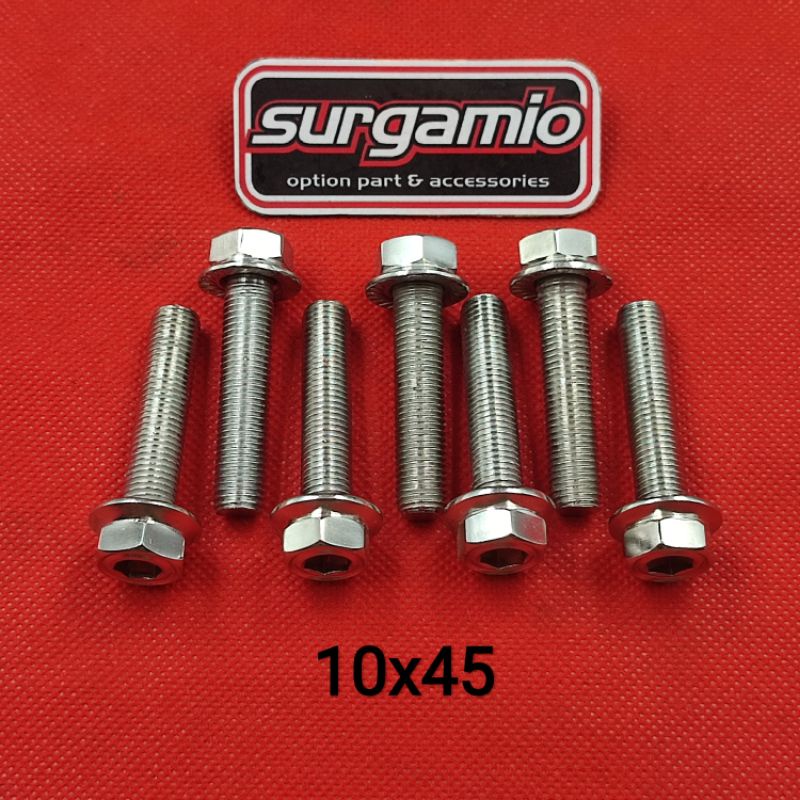 Baut probolt stainless 2kunci 10x45 kunci L8 baut drat 14 panjang 4.5cm