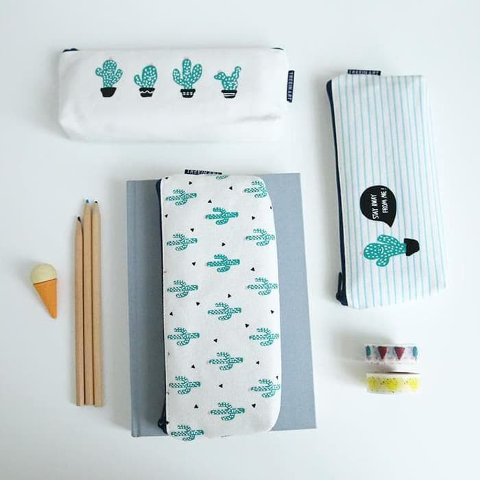 

Kotak Pensil Cute Kawaii Cactus - White/Green