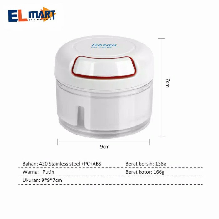 Elmart Mini Chopper Blender Penggiling Bumbu Daging Tarik Manual