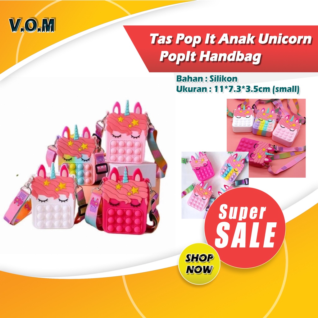 Tas Pop It Anak Unicorn PopIt Handbag Tas Dompet Anak Unik Imut 0728