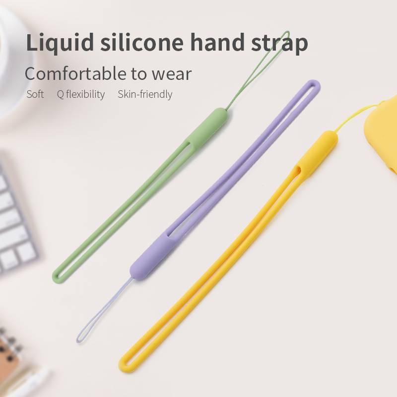 1pc Tali Lanyard Holder Handphone / Kartu Id / Gantungan Kunci / Usb Bahan Silikon Warna Acak